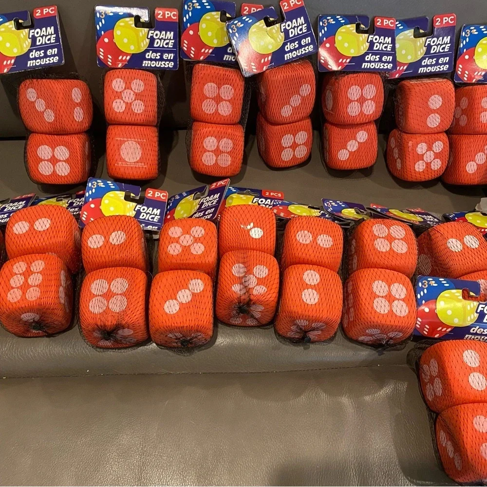 34 NEW red foam dice - 2.5 x 2.5” 17 - 2 packs of dice, craft supplies